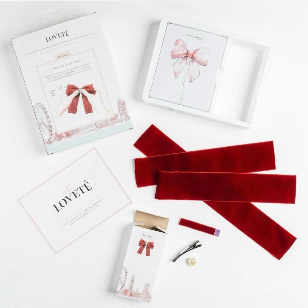 Loveté Hair Single Bow Tying Set - Be Mine Red - Picture 3 of 4